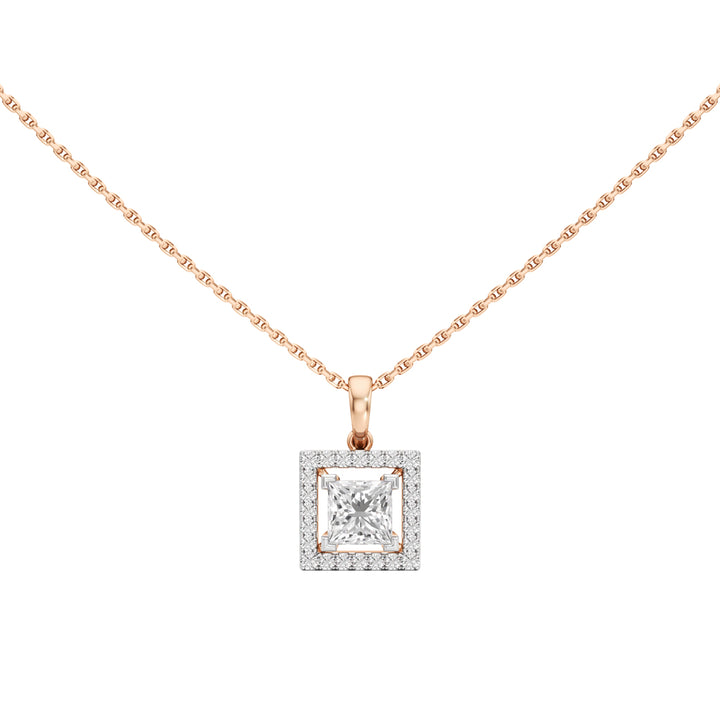 Ginevra Princess Cut Halo Pendant