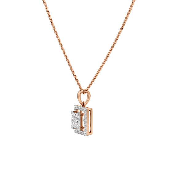 Ginevra Princess Cut Halo Pendant