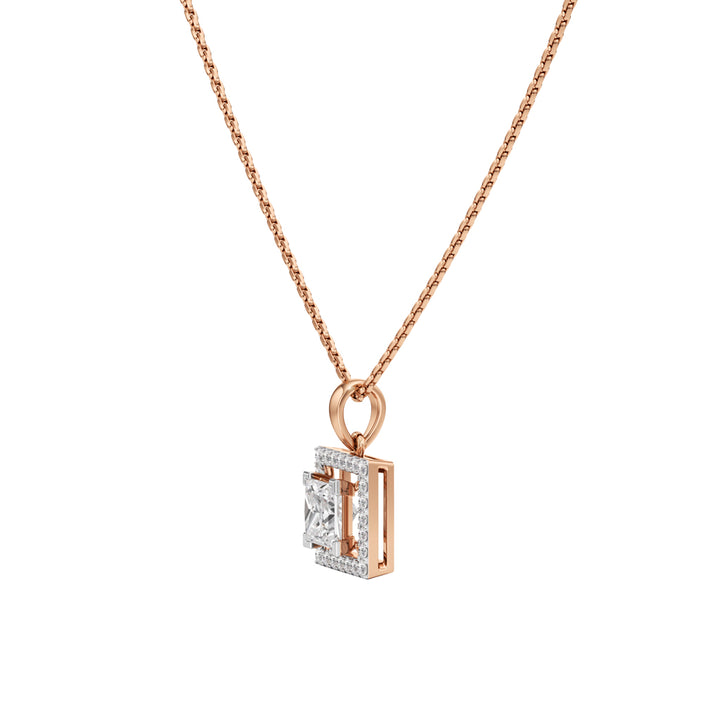 Ginevra Princess Cut Halo Pendant