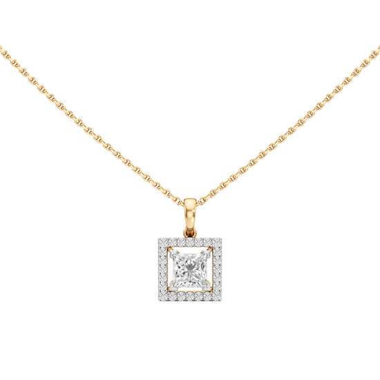 Ginevra Princess Cut Halo Pendant