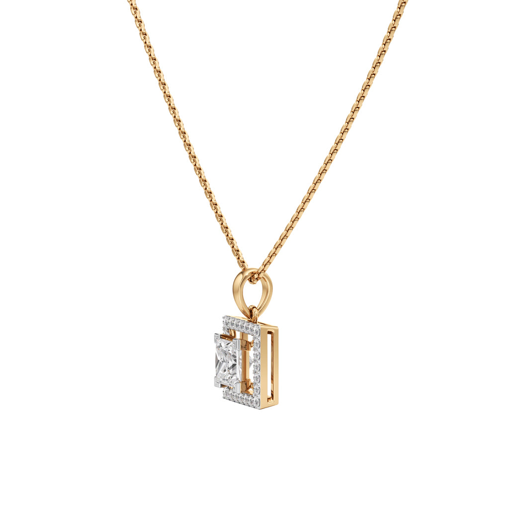 Ginevra Princess Cut Halo Pendant