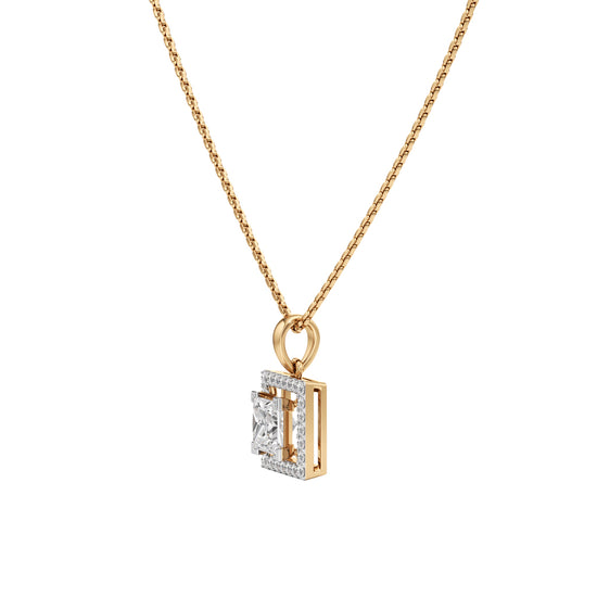 Ginevra Princess Cut Halo Pendant