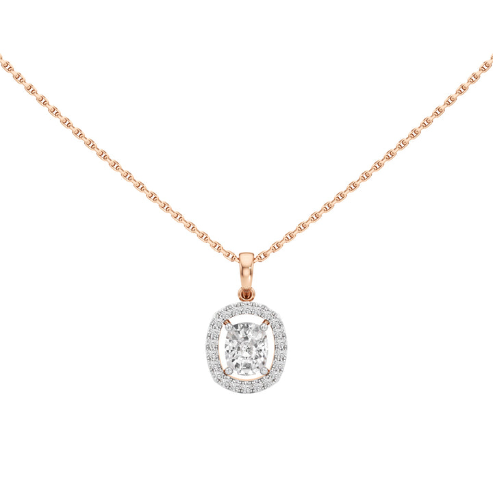 Helio 1Ct Four Prong Cushion Cut Halo Pendant