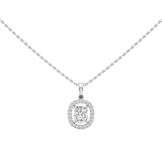 Helio 1Ct Four Prong Cushion Cut Halo Pendant