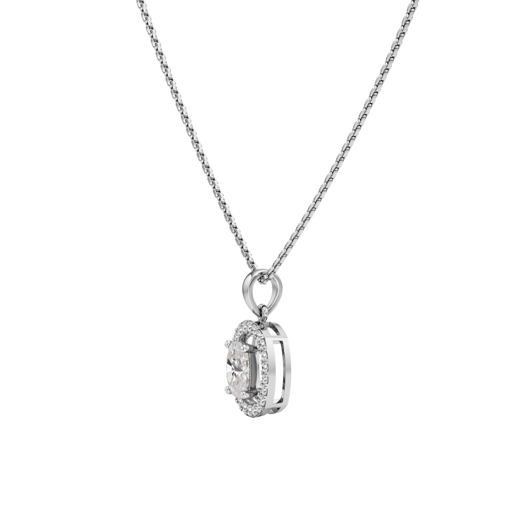 Helio 1Ct Four Prong Cushion Cut Halo Pendant