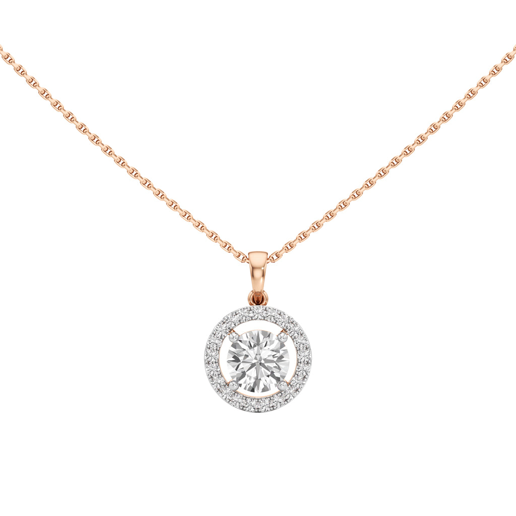 Wistara 1.75Ct Four Prong Round Cut Halo Pendant