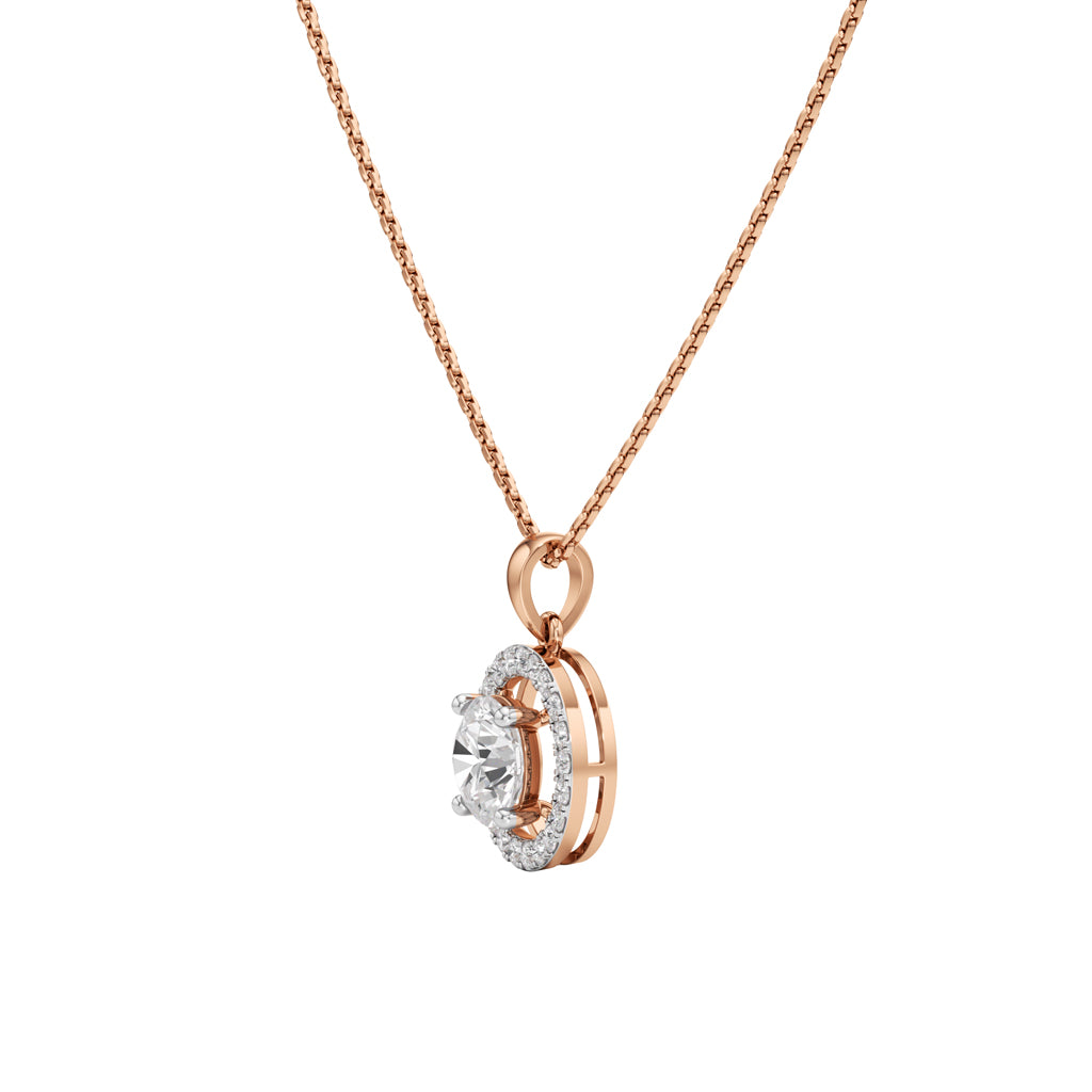Wistara 1.75Ct Four Prong Round Cut Halo Pendant