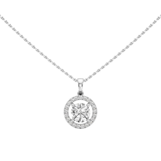 Wistara 1.75Ct Four Prong Round Cut Halo Pendant