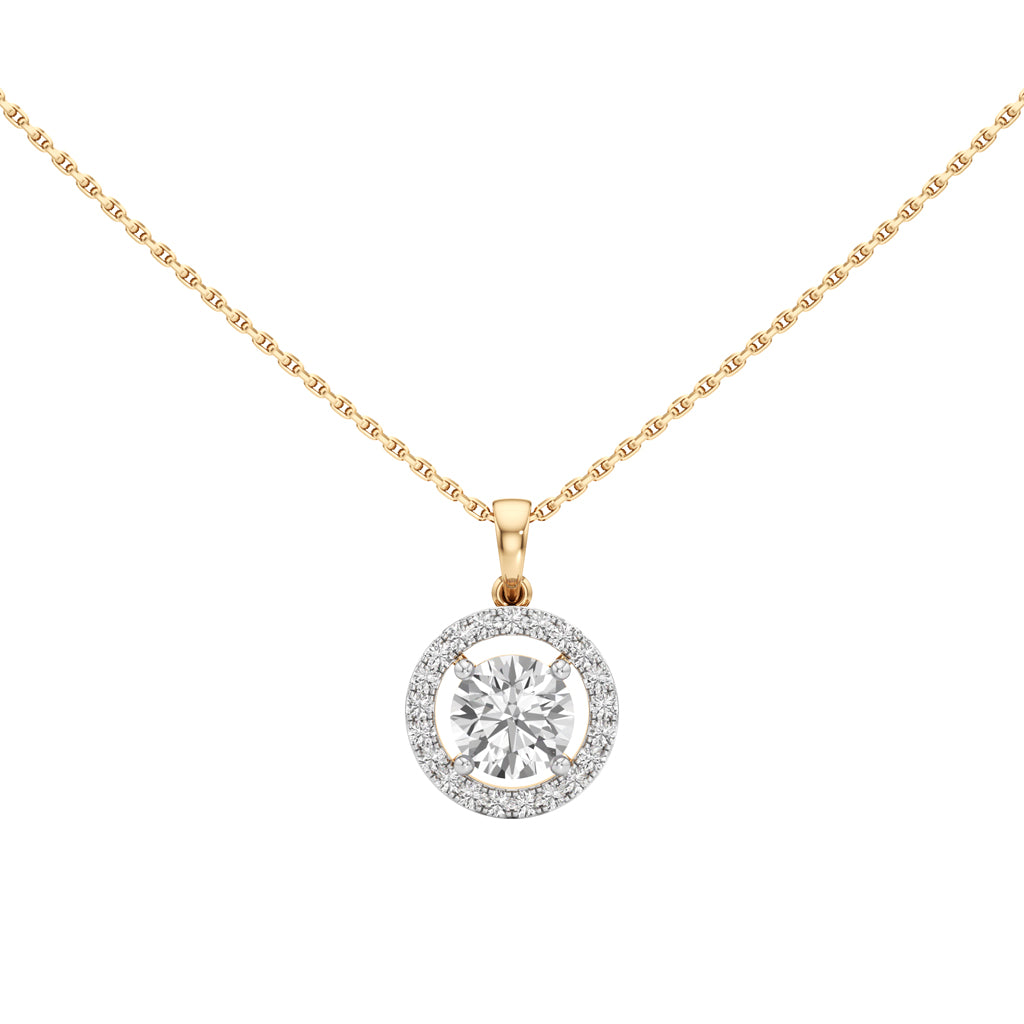 Wistara 1.75Ct Four Prong Round Cut Halo Pendant