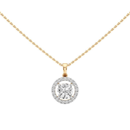 Wistara 1.75Ct Four Prong Round Cut Halo Pendant