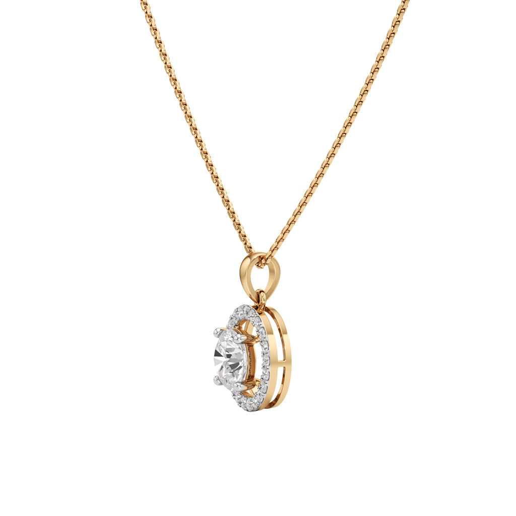 Wistara 1.75Ct Four Prong Round Cut Halo Pendant