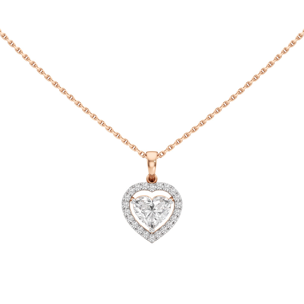 Alure 1.5Ct Three Prong Heart Cut Halo Pendant