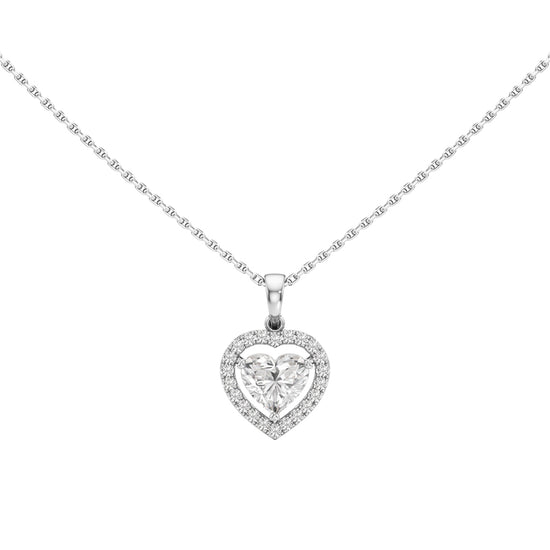Alure 1.5Ct Three Prong Heart Cut Halo Pendant