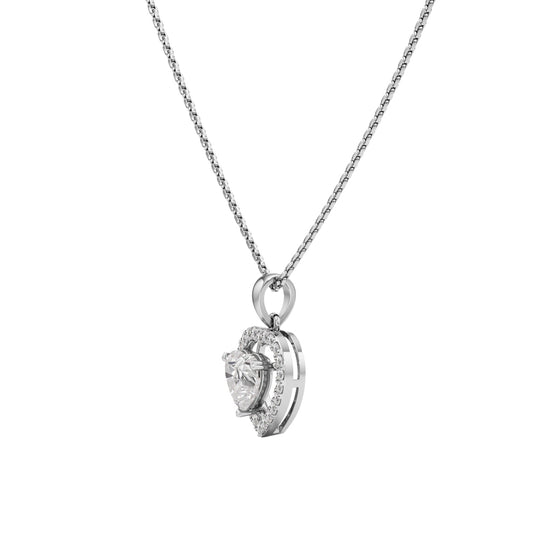 Alure 1.5Ct Three Prong Heart Cut Halo Pendant