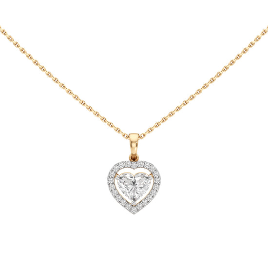 Alure 1.5Ct Three Prong Heart Cut Halo Pendant