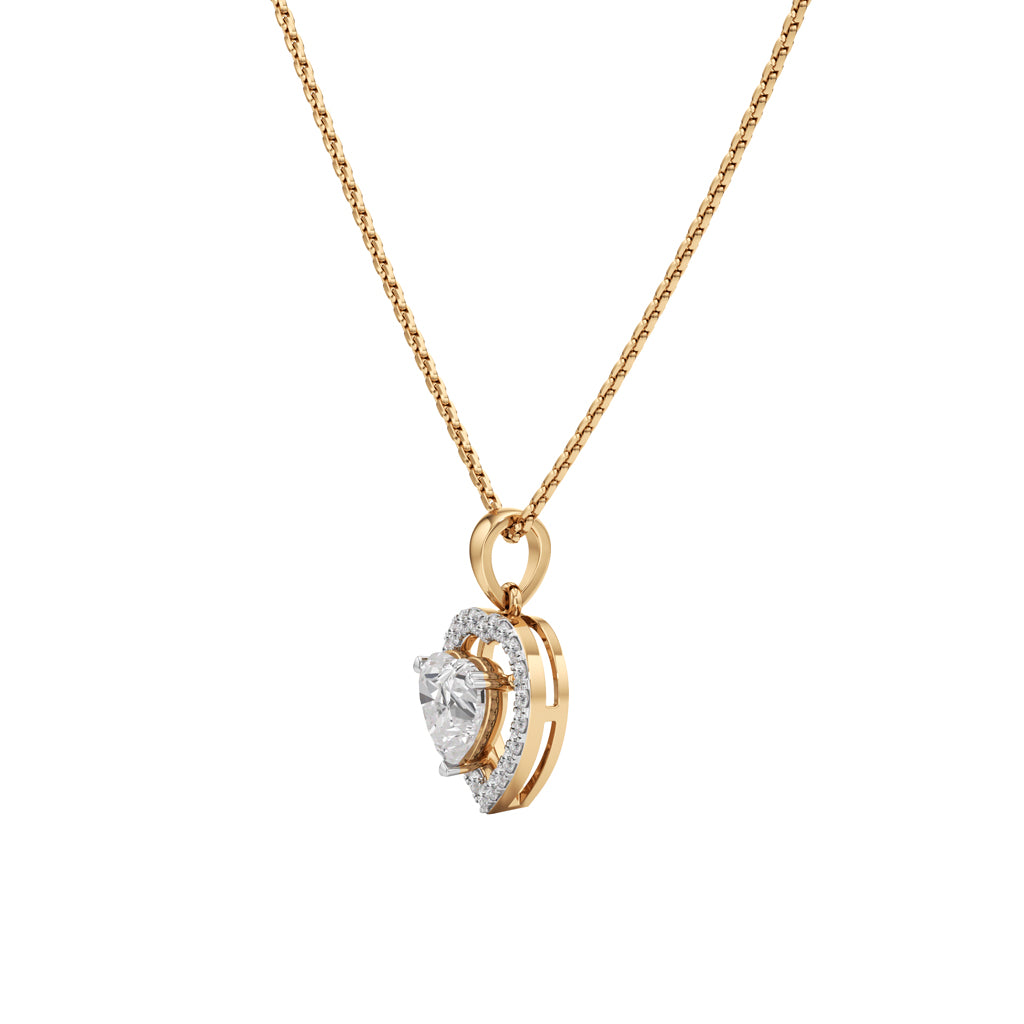 Alure 1.5Ct Three Prong Heart Cut Halo Pendant