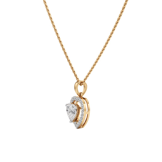 Alure 1.5Ct Three Prong Heart Cut Halo Pendant