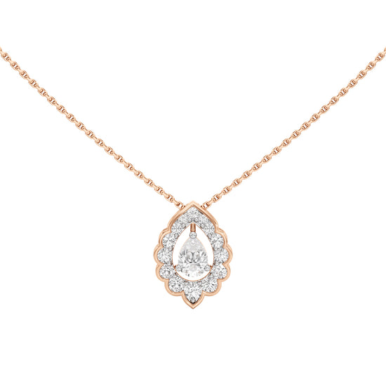 Revere 1Ct Pear Cut Ornate Halo Pendant