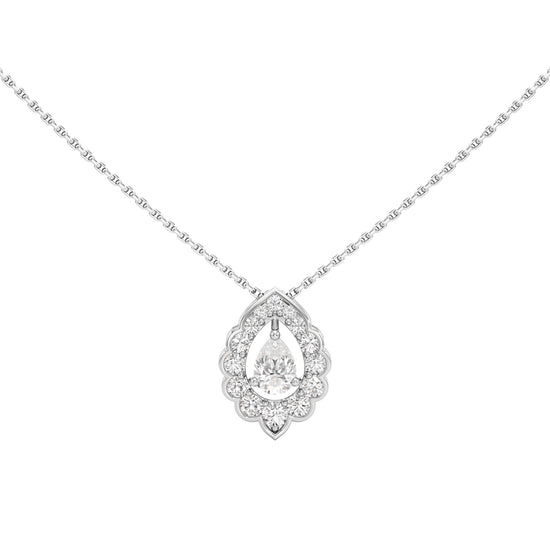 Revere 1Ct Pear Cut Ornate Halo Pendant