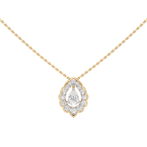 Revere 1Ct Pear Cut Ornate Halo Pendant