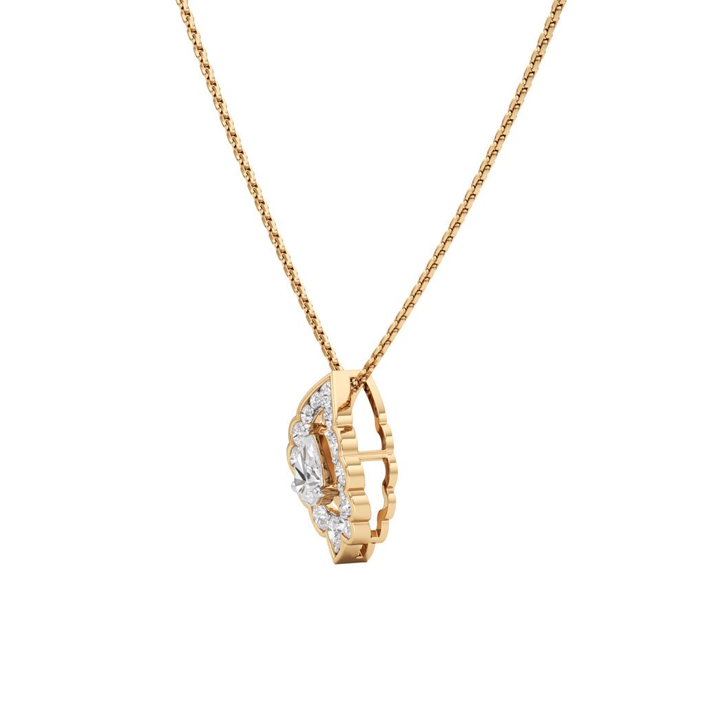Revere 1Ct Pear Cut Ornate Halo Pendant