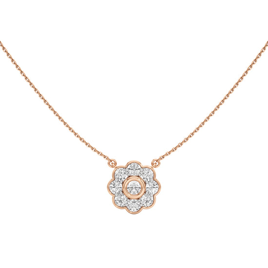 Haloia 0.75Ct Floral Round Cut Halo Pendant