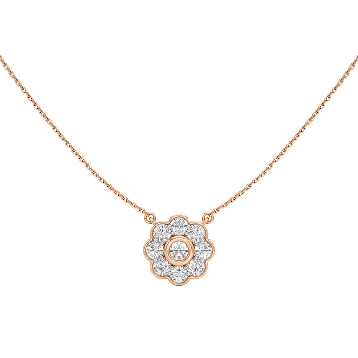 Haloia 0.75Ct Floral Round Cut Halo Pendant