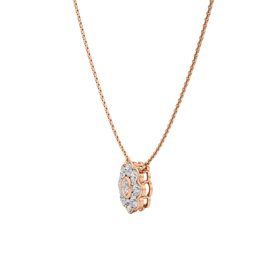 Haloia 0.75Ct Floral Round Cut Halo Pendant
