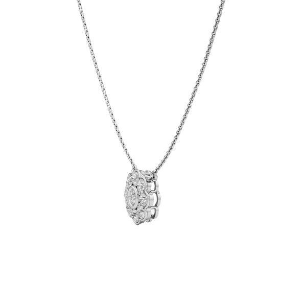 Haloia 0.75Ct Floral Round Cut Halo Pendant