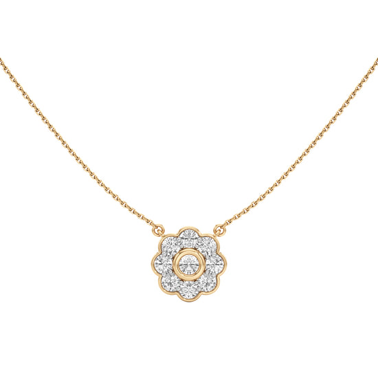 Haloia 0.75Ct Floral Round Cut Halo Pendant