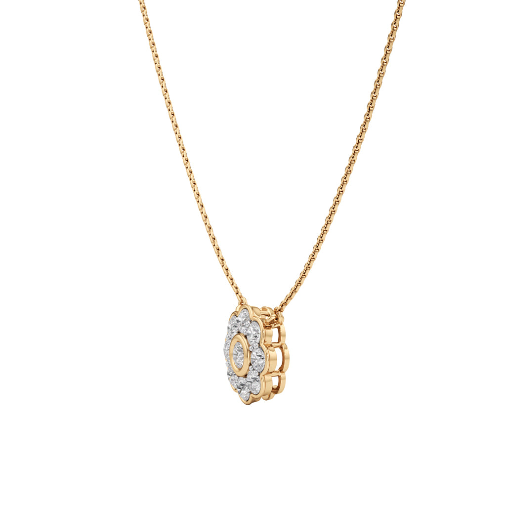 Haloia 0.75Ct Floral Round Cut Halo Pendant