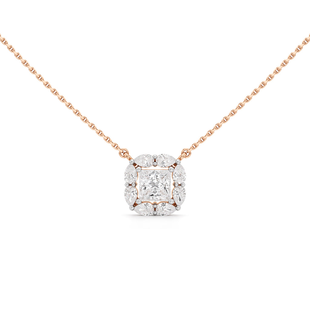 Questa 2Ct Princess Cut Halo Pendant
