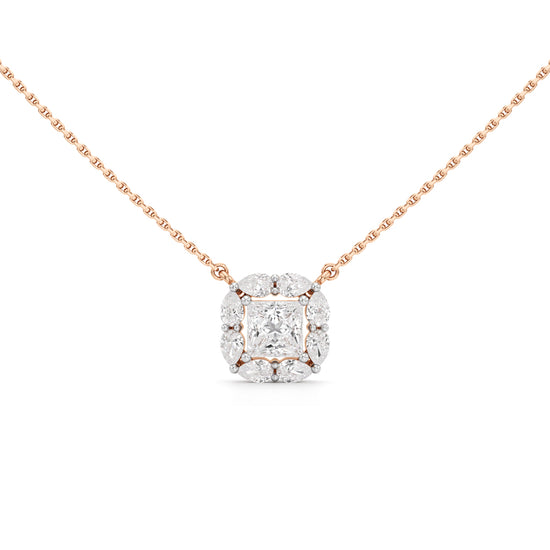 Questa 2Ct Princess Cut Halo Pendant
