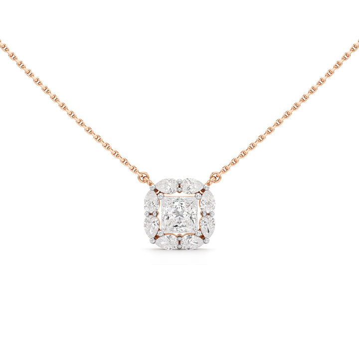 Questa 2Ct Princess Cut Halo Pendant