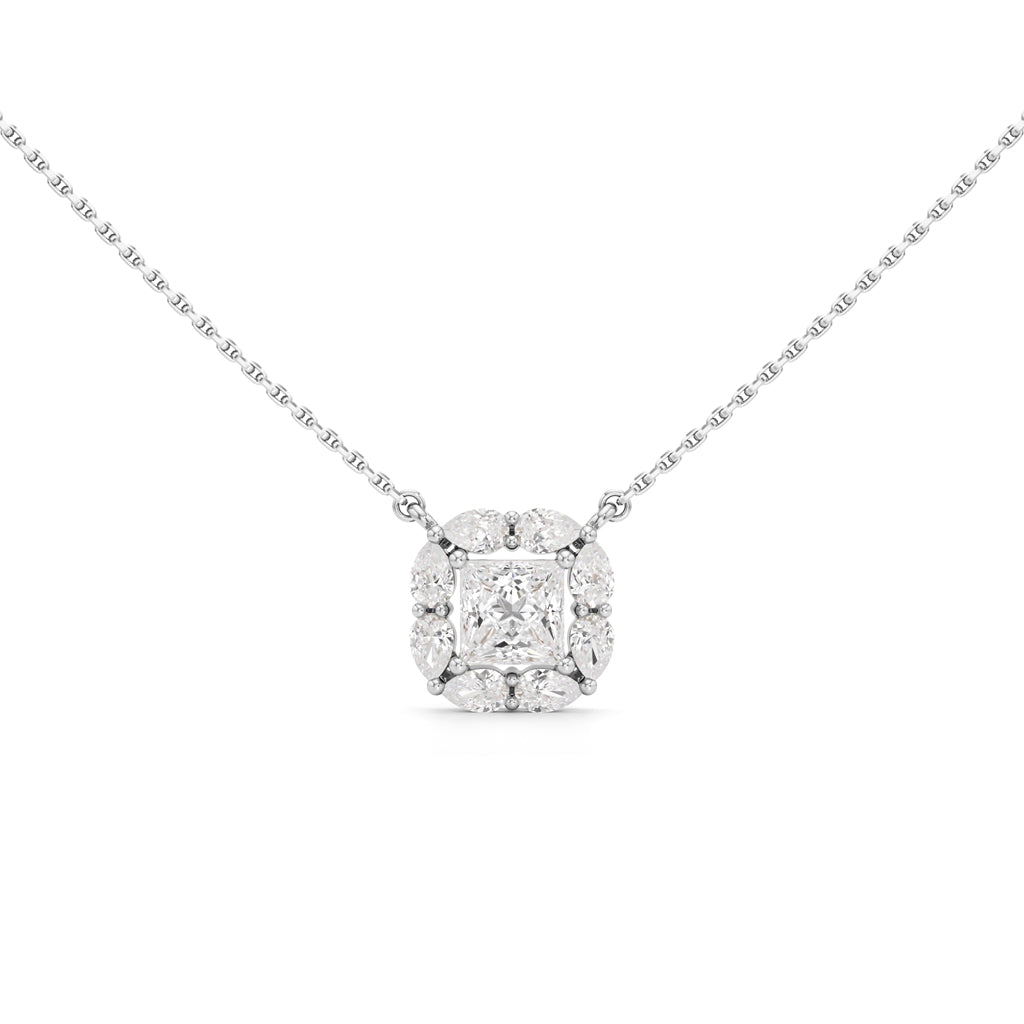 Questa 2Ct Princess Cut Halo Pendant