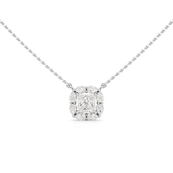 Questa 2Ct Princess Cut Halo Pendant