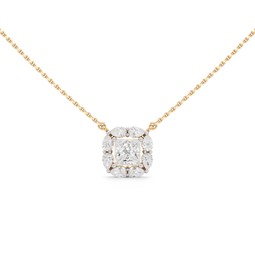 Questa 2Ct Princess Cut Halo Pendant