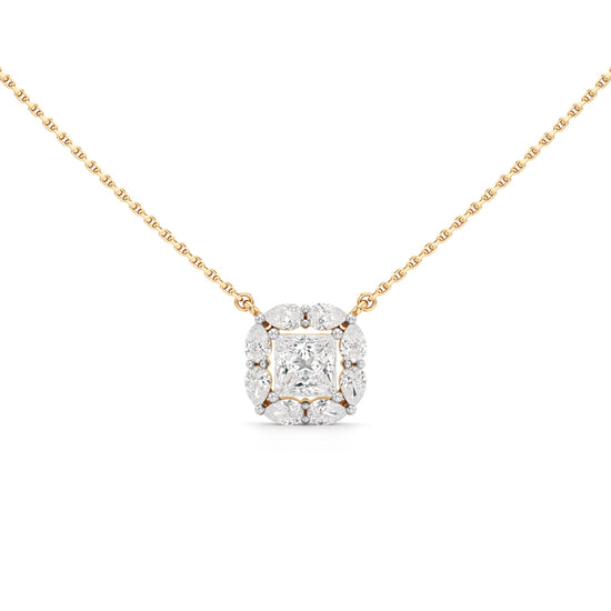Questa 2Ct Princess Cut Halo Pendant