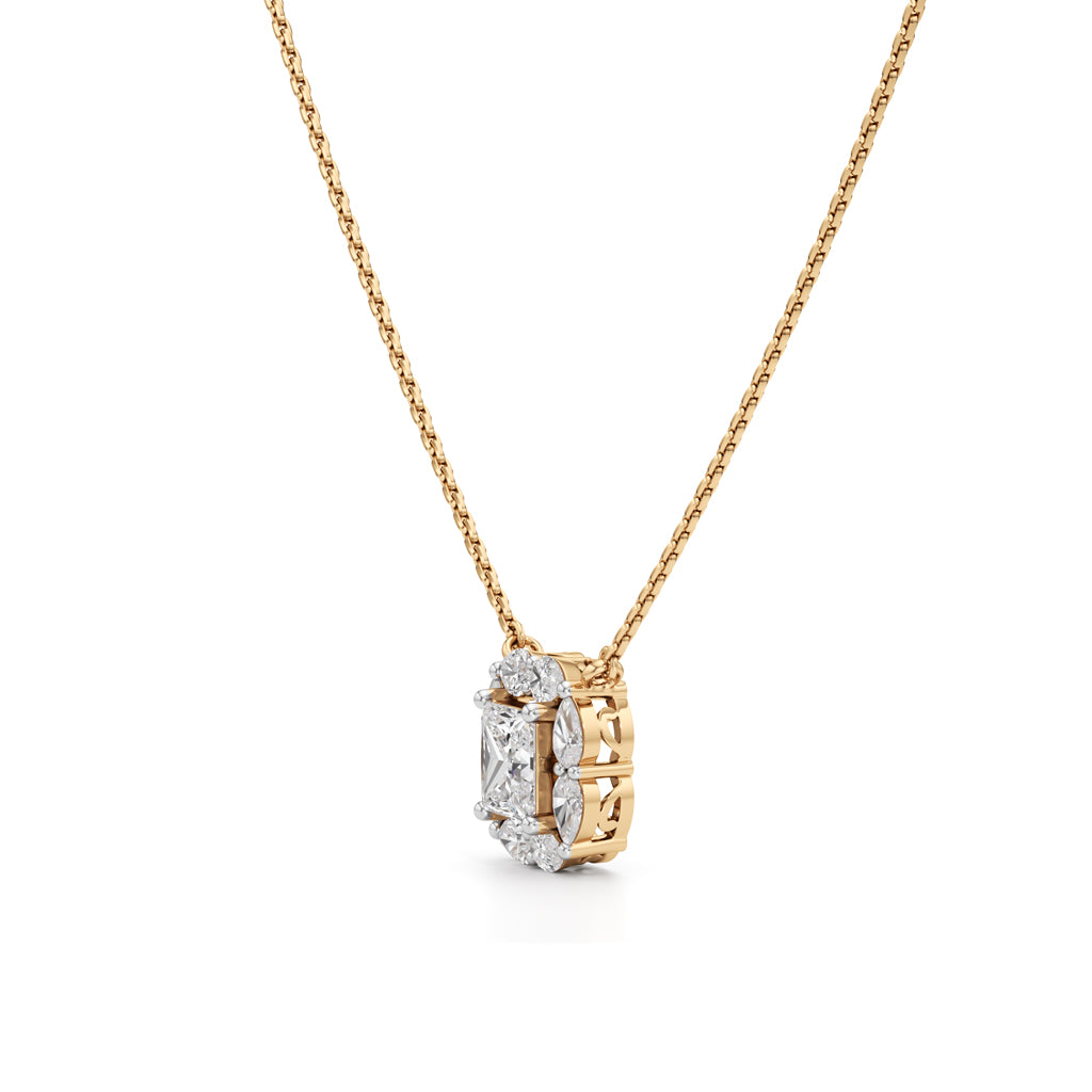 Questa 2Ct Princess Cut Halo Pendant