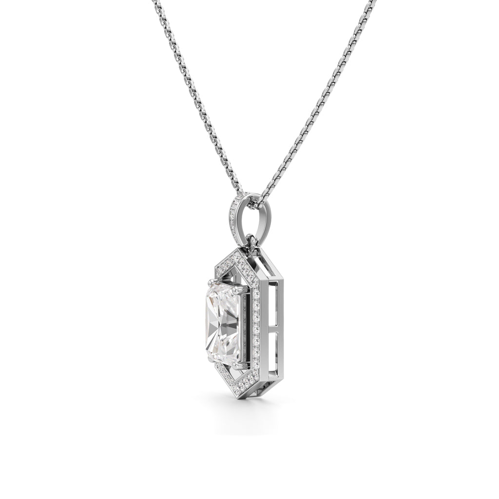 Valara 3.25Ct Radiant Cut Halo Pendant