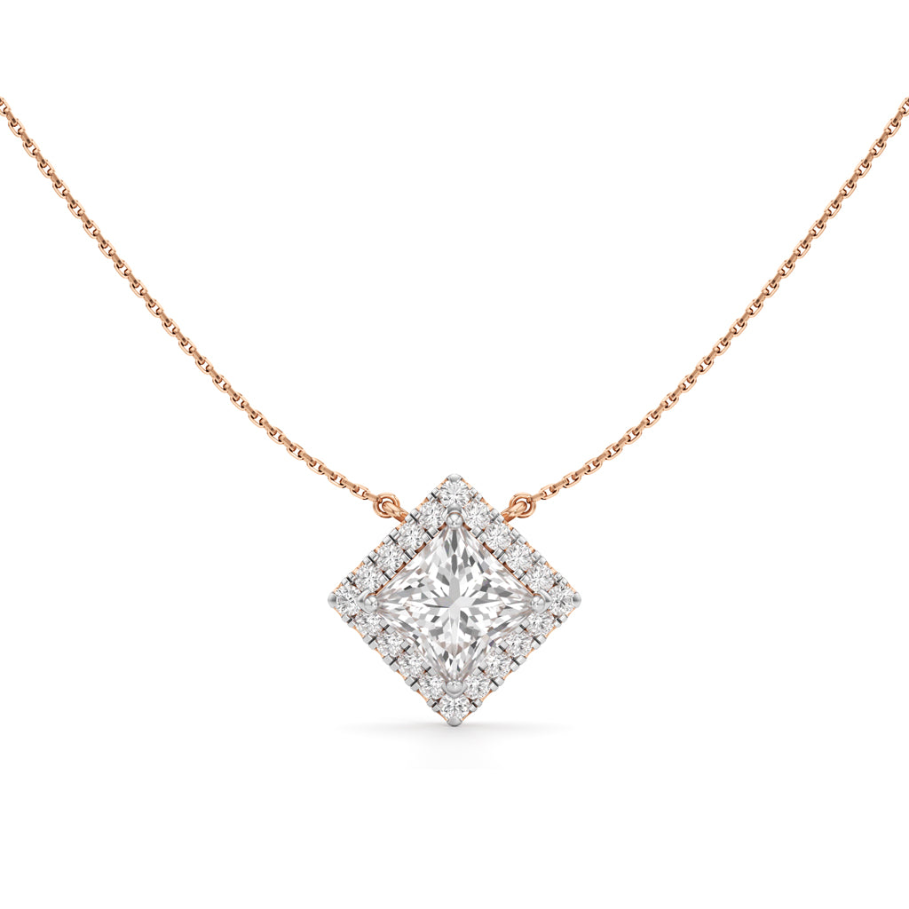 Isla 3Ct Princess Cut Halo Pendant