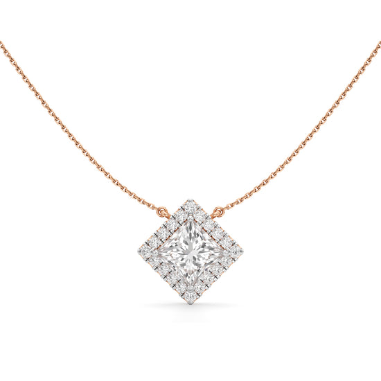 Isla 3Ct Princess Cut Halo Pendant