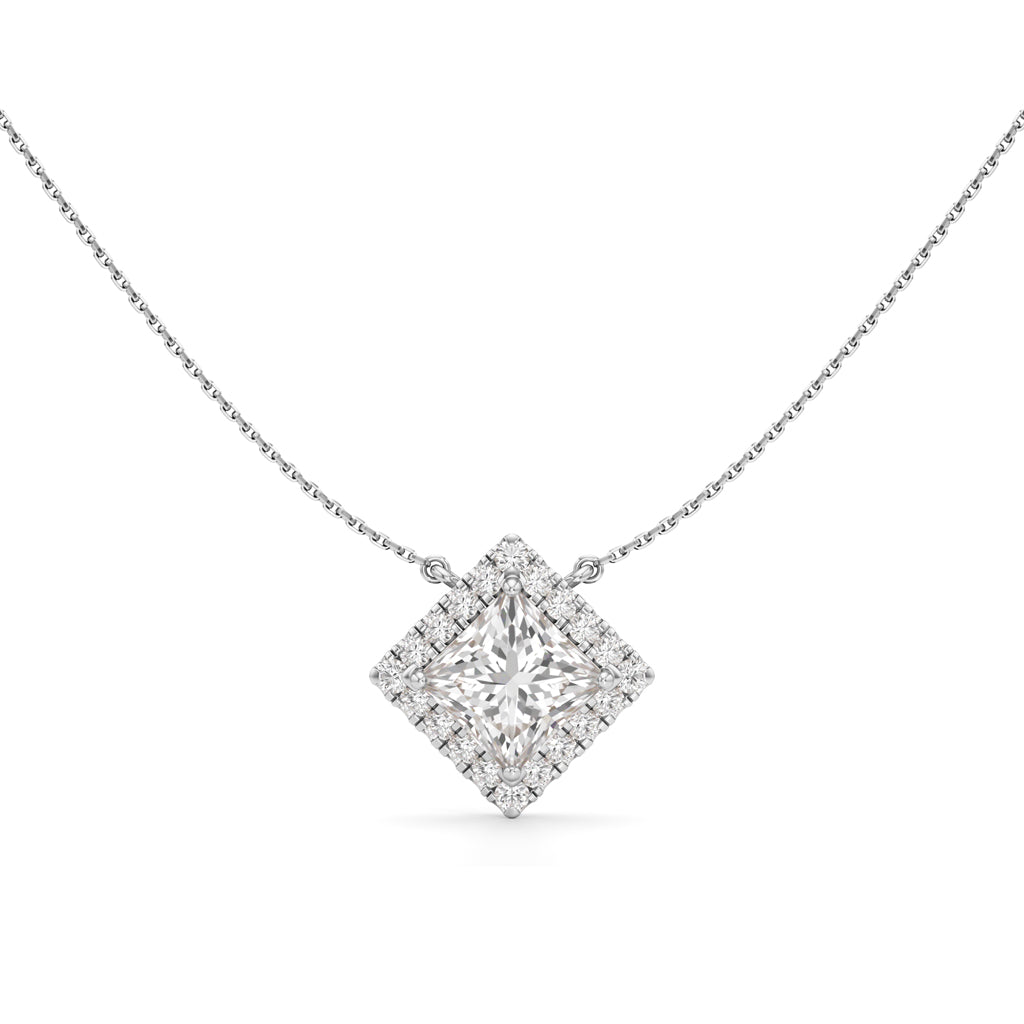 Isla 3Ct Princess Cut Halo Pendant