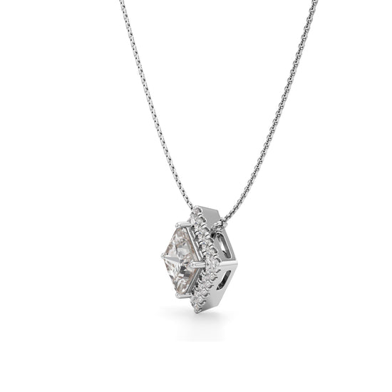 Isla 3Ct Princess Cut Halo Pendant