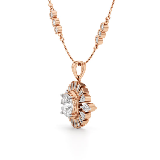 4.75Ct Round Shape Gold Halo Pendant