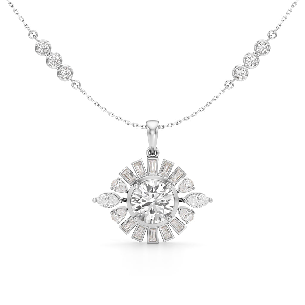 4.75Ct Round Shape Gold Halo Pendant