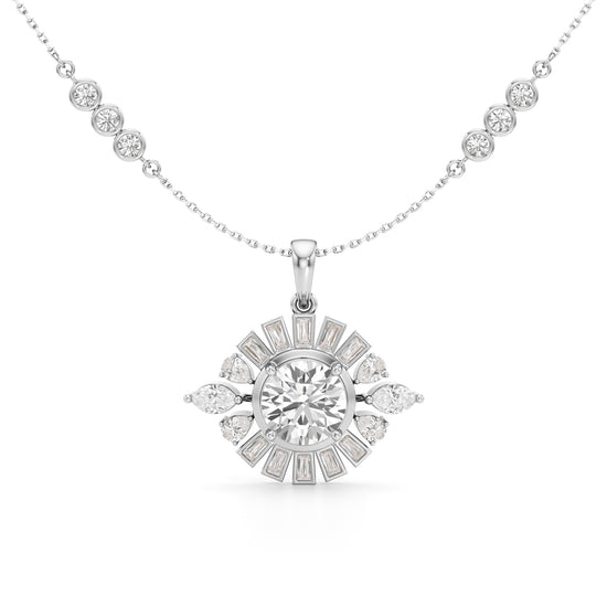 4.75Ct Round Shape Gold Halo Pendant