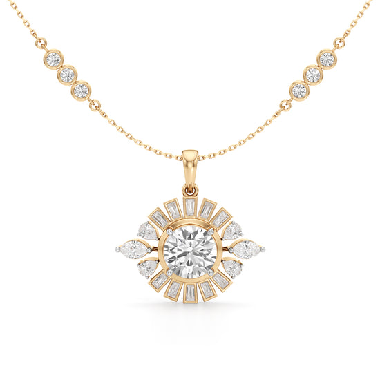4.75Ct Round Shape Gold Halo Pendant