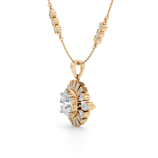 4.75Ct Round Shape Gold Halo Pendant