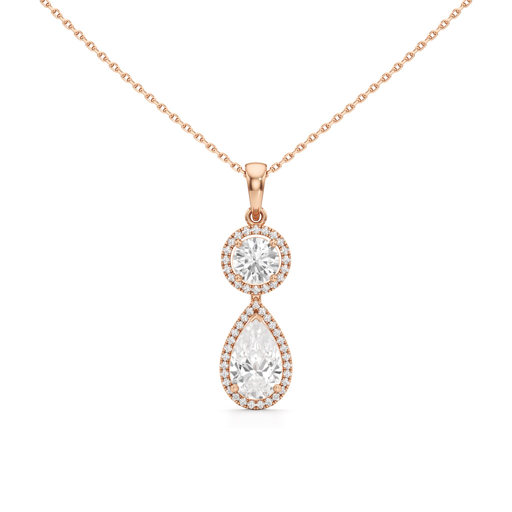 Halo Pear Diamond Solitaire Pendant